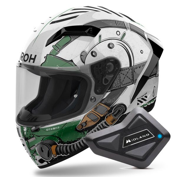 Casque Integral Airoh Connor Alligator + Kit Bluetooth BT Mini