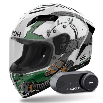 Casque Integral Airoh Connor Alligator + Kit Bluetooth Lokui K30