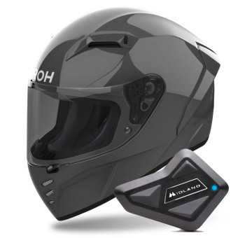 Casque Integral Airoh Connor Color Anthracite + Kit Bluetooth BT Mini
