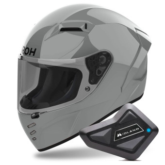 Casque Integral Airoh Connor Color Cement Grey + Kit Bluetooth BT Mini