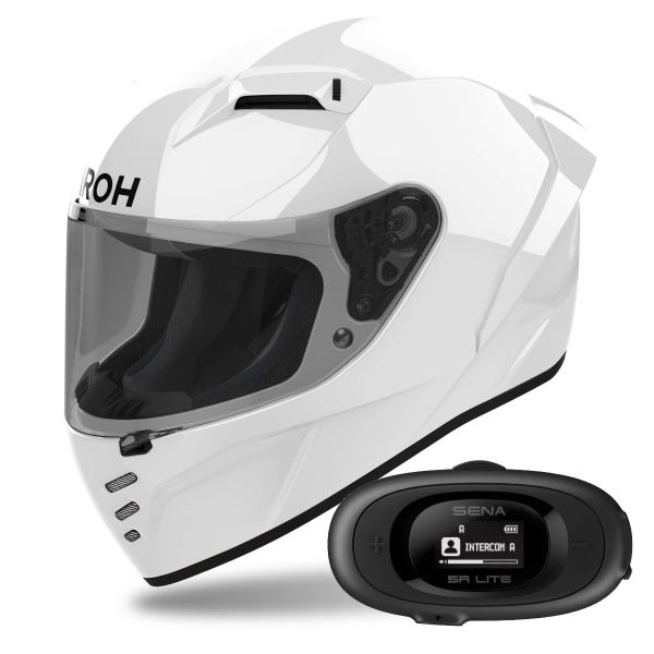 Casque Integral Airoh Connor Color White + Kit bluetooth 5R Lite Solo