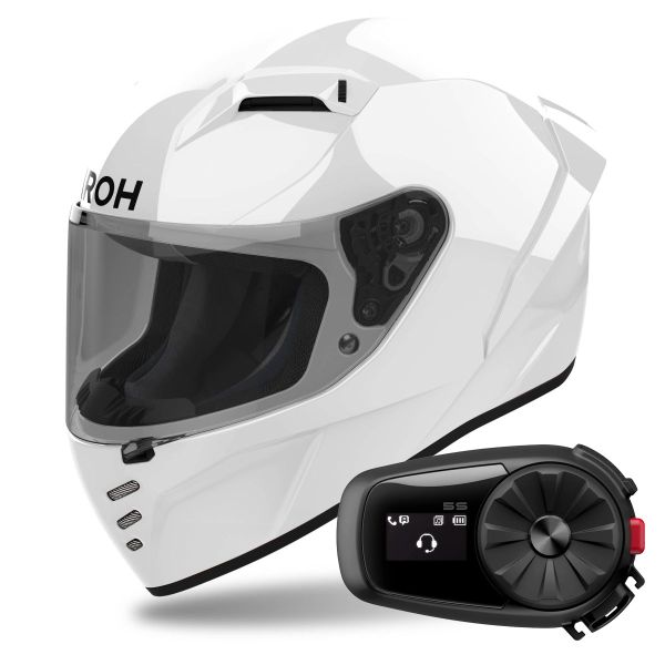 Casque Integral Airoh Connor Color White + Kit Bluetooth 5S Solo Casque Integral Airoh Connor Color White + Kit Bluetooth 5S Solo