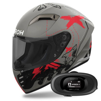 Casque Integral Airoh Connor Desperados Orange Matt + Kit bluetooth 5R Lite Solo