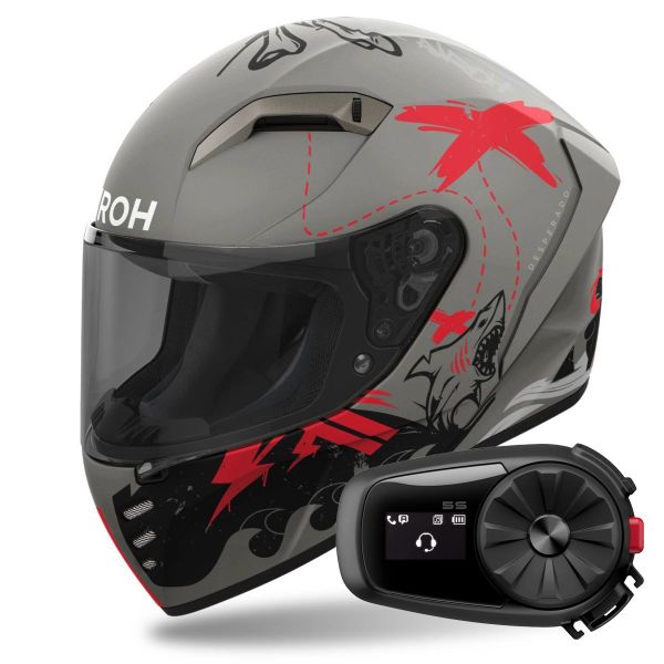 Casque Integral Airoh Connor Desperados Orange Matt + Kit Bluetooth 5S Solo