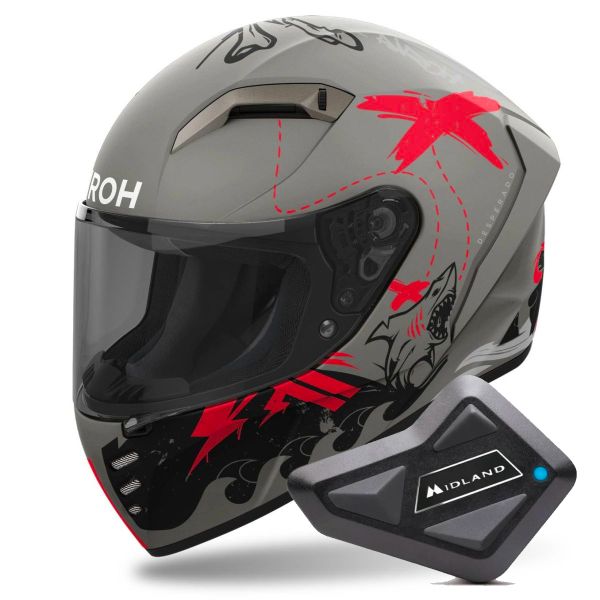 Casque Integral Airoh Connor Desperados Orange Matt + Kit Bluetooth BT Mini