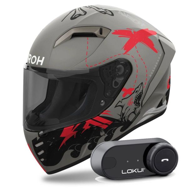 Casque Integral Airoh Connor Desperados Orange Matt + Kit Bluetooth Lokui K30