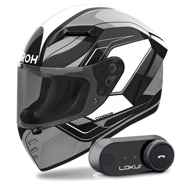 Casque Integral Airoh Connor Dunk Black + Kit Bluetooth Lokui K30