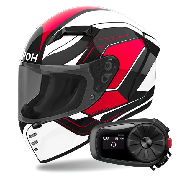 Casque Integral Airoh Connor Dunk Red + Kit Bluetooth 5S Solo