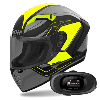 Casque Integral Airoh Connor Dunk Yellow Matt + Kit bluetooth 5R Lite Solo
