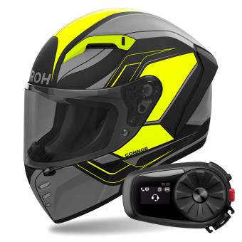 Casque Integral Airoh Connor Dunk Yellow Matt + Kit Bluetooth 5S Solo