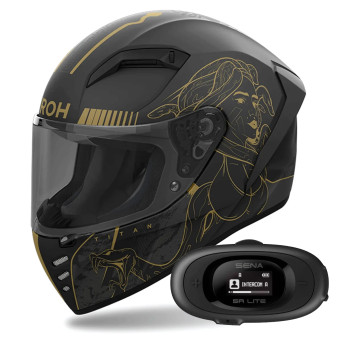 Casque Integral Airoh Connor Titan Matt + Kit bluetooth 5R Lite Solo