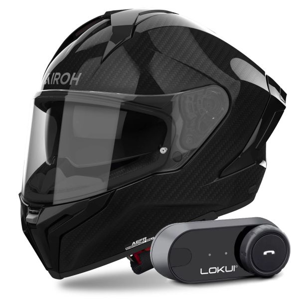 Casque Integral Airoh Matryx Carbon Gloss + Kit Bluetooth Lokui K30
