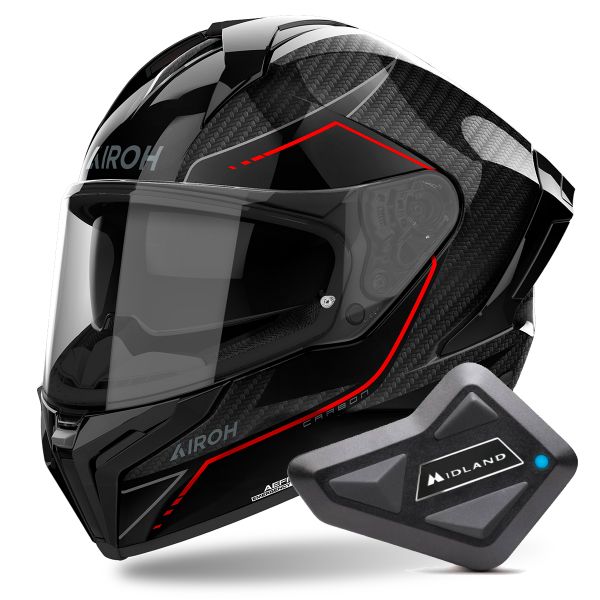 Casque Integral Airoh Matryx Carbon Stylish + Kit Bluetooth BT Mini