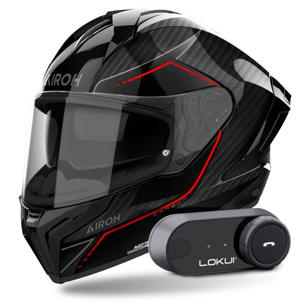 Casque Integral Airoh Matryx Carbon Stylish + Kit Bluetooth Lokui K30