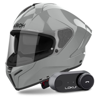 Casque Integral Airoh Matryx Color Cement Grey + Kit Bluetooth Lokui K30