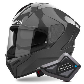 Casque Integral Airoh Matryx Color Dark Grey + Kit Bluetooth BT Mini