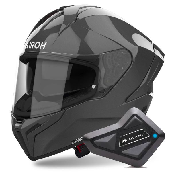 Casque Integral Airoh Matryx Color Dark Grey + Kit Bluetooth BT Mini Casque Integral Airoh Matryx Color Dark Grey + Kit Bluetooth BT Mini