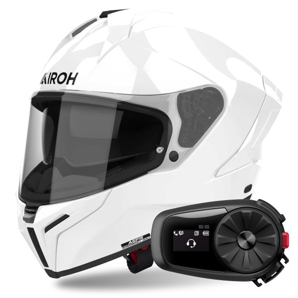 Casque Integral Airoh Matryx Color White + Kit Bluetooth 5S Solo Casque Integral Airoh Matryx Color White + Kit Bluetooth 5S Solo
