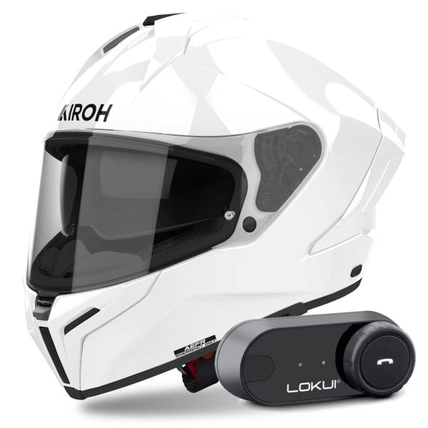 Casque Integral Airoh Matryx Color White + Kit Bluetooth Lokui K30 Casque Integral Airoh Matryx Color White + Kit Bluetooth Lokui K30