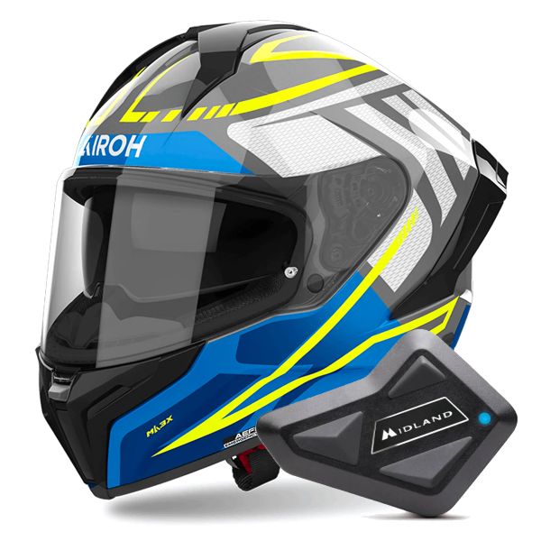 Casque Integral Airoh Matryx Rider Blue + Kit Bluetooth BT Mini Single