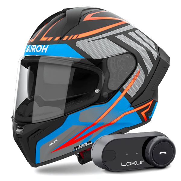 Casque Integral Airoh Matryx Rider Dark Blue Matt + Kit Bluetooth Lokui K30