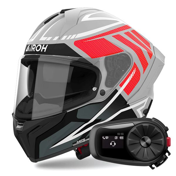 Casque Integral Airoh Matryx Rider Red Matt + Kit Bluetooth 5S Solo