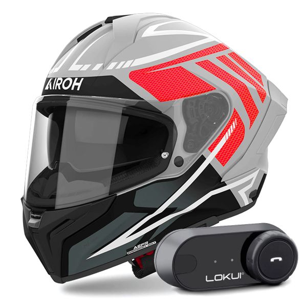 Casque Integral Airoh Matryx Rider Red Matt + Kit Bluetooth Lokui K30