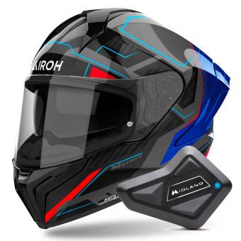 Casque Integral Airoh Matryx Rocket Blue Red + Kit Bluetooth BT Mini