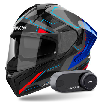 Casque Integral Airoh Matryx Rocket Blue Red + Kit Bluetooth Lokui K30