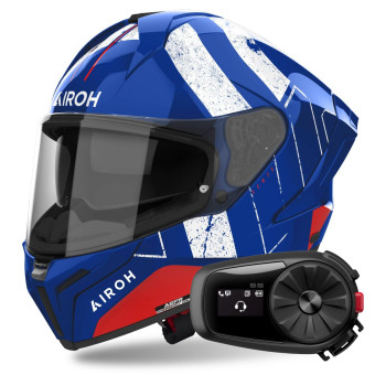 Casque Integral Airoh Matryx Scope Blue Red + Kit Bluetooth 5S Solo