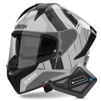 Casque Integral Airoh Matryx Scope Light Grey + Kit Bluetooth BT Mini