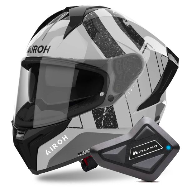 Casque Integral Airoh Matryx Scope Light Grey + Kit Bluetooth BT Mini Casque Integral Airoh Matryx Scope Light Grey + Kit Bluetooth BT Mini