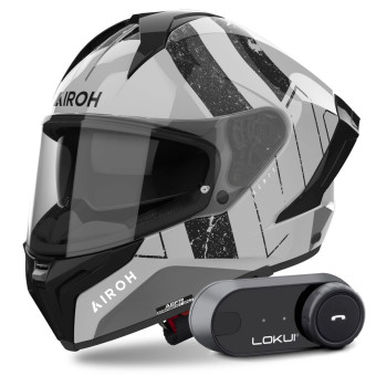 Casque Integral Airoh Matryx Scope Light Grey + Kit Bluetooth Lokui K30