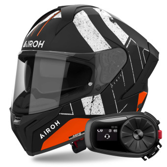 Casque Integral Airoh Matryx Scope Orange Matt + Kit Bluetooth 5S Solo