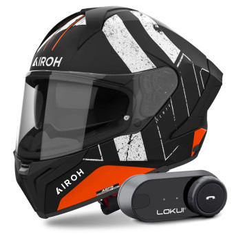 Casque Integral Airoh Matryx Scope Orange Matt + Kit Bluetooth Lokui K30