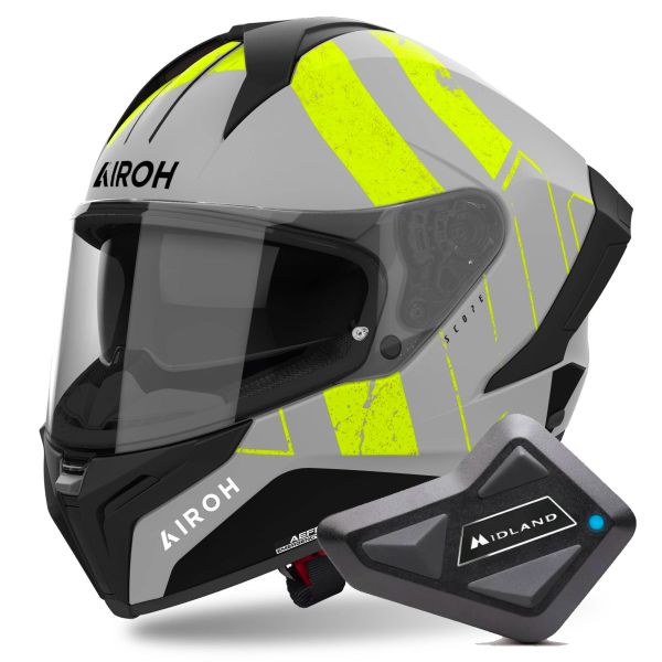 Casque Integral Airoh Matryx Scope Yellow Matt + Kit Bluetooth BT Mini