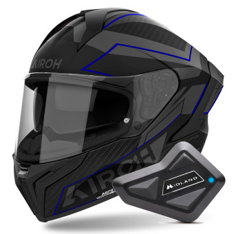Casque Integral Airoh Matryx Sentinel Blue Matt + Kit Bluetooth BT Mini