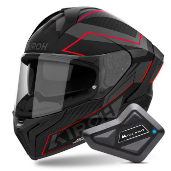 Casque Integral Airoh Matryx Sentinel Red Matt + Kit Bluetooth BT Mini
