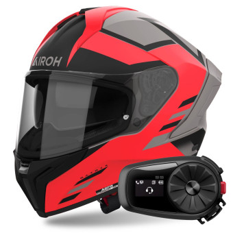 Casque Integral Airoh Matryx Throne Orange Matt + Kit Bluetooth 5S Solo