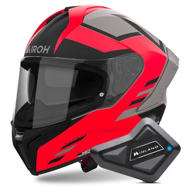 Casque Integral Airoh Matryx Throne Orange Matt + Kit Bluetooth BT Mini