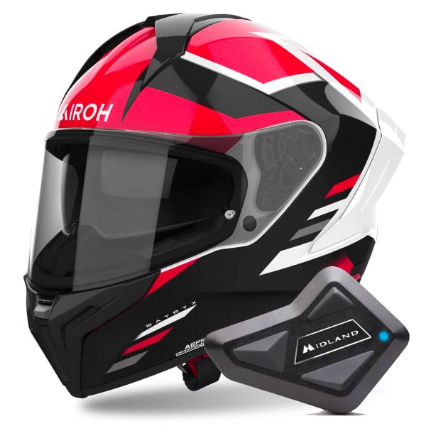 Casque Integral Airoh Matryx Throne Red + Kit Bluetooth BT Mini