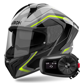Casque Integral Airoh Matryx Wide Yellow + Kit Bluetooth 5S Solo