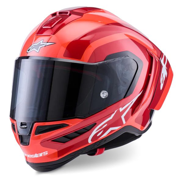 Casque Integral Alpinestars Supertech R10 Arius Black White Double Red Glossy