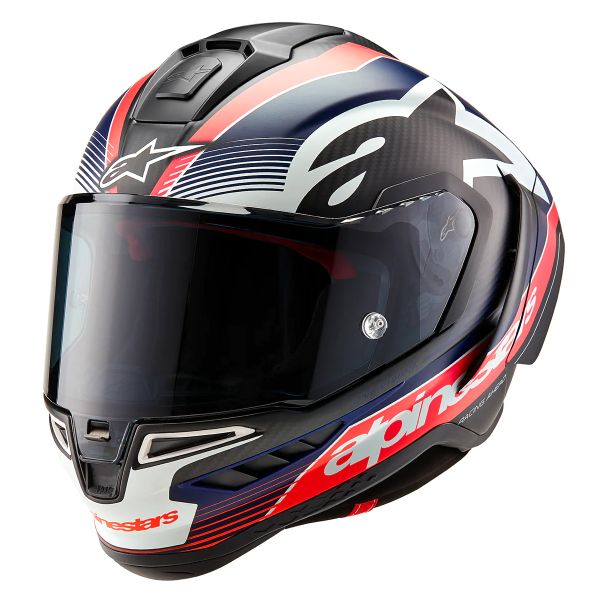 Casque Integral Alpinestars Supertech R10 Team Black Carbon Red Fluo Blue Matt