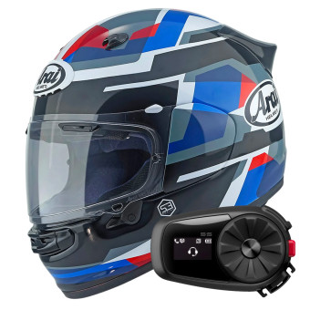 Casque Integral Arai Quantic Abstract Blue White Black + Kit Bluetooth 5S Solo