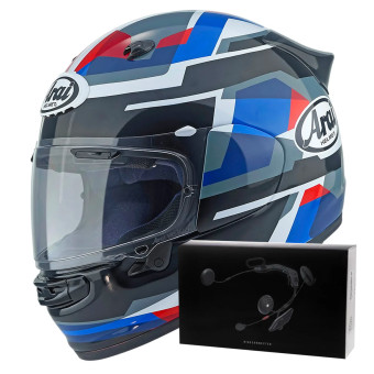 Casque Integral Arai Quantic Abstract Blue White Black + Kit bluetooth ACS10