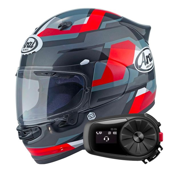Casque Integral Arai Quantic Abstract Red Grey Black + Kit Bluetooth 5S Solo Casque Integral Arai Quantic Abstract Red Grey Black + Kit Bluetooth 5S Solo