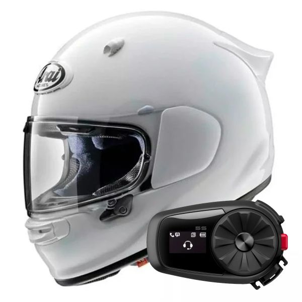 Casque Integral Arai Quantic Diamond White + Kit Bluetooth 5S Solo Casque Integral Arai Quantic Diamond White + Kit Bluetooth 5S Solo