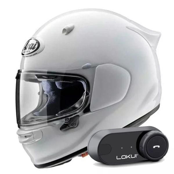 Casque Integral Arai Quantic Diamond White + Kit Bluetooth Lokui K30