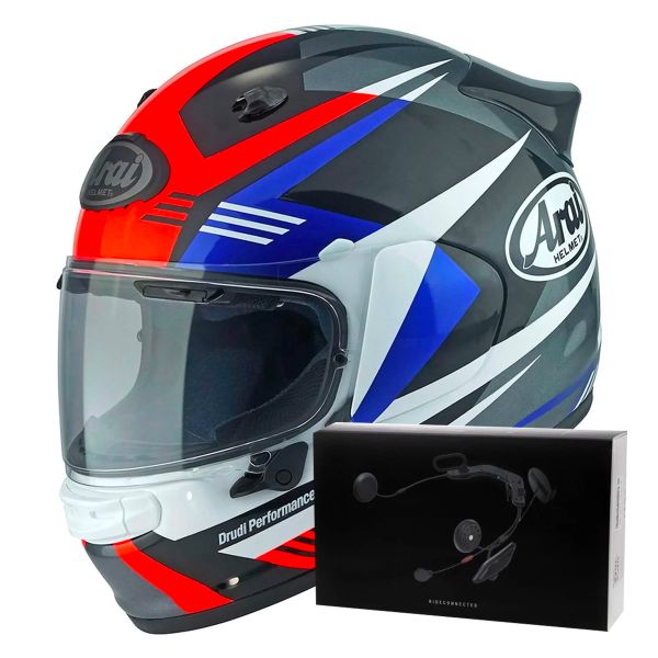 Casque Integral Arai Quantic Mark Red Blue Black + Kit bluetooth ACS10